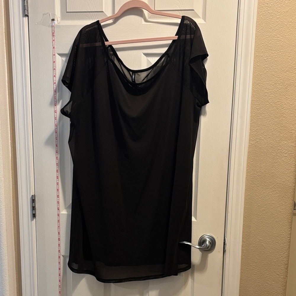 Torrid Black Sheer Overlay Blouse